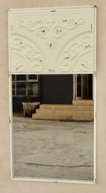 Metal Off White Embossed Mirror